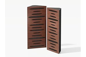 UA ACOUSTICS Pack de 2 trampas de graves estrechas para esquina | Difusión - Absorción - Reflexión - Insonorización - Control acústico | 23 × 50 cm | Color de placas perforadas: [PULSE-mini | Nogal]