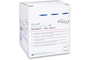 BAVARIA MEDICAL 50 garze sterili 5x5 cm - garze sterili per medicazione in 100% cotone - compresse di garza sterile 5x5 in buste singole non aderente - extra morbide, traspiranti e assorbenti