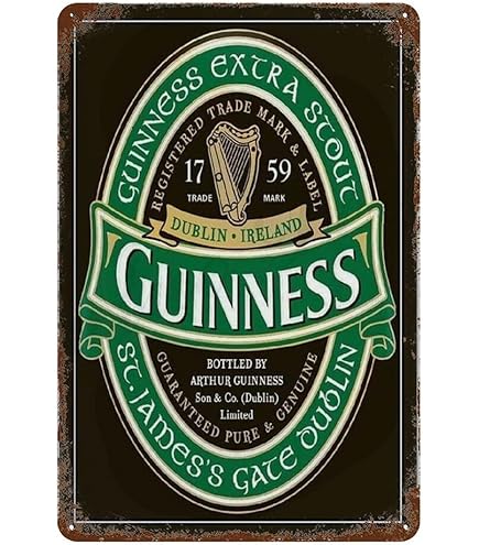 Plaque métal publicitaire 20x30cm bombée en relief : guinness 250