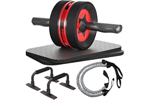 EnterSports Ab Rollers Wheel Kit, Exercise Wheel Core Strength Training Abdominal Roller Set with Push Up Bars, Resistance Bands, Knee Mat Home Gym Fitness Equipment for Abs Workout