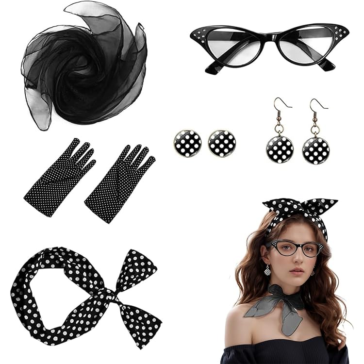 Foulard Rétro Années 50 – Style Rockabilly – Rose Et Blanc – Accessoire Costume Soirée à Thème