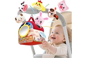 kidmance Juguetes 1 Niños Año, Juguete Sensorial Montessori de Granja para Bebés - Granero, Sonajeros, Animales en Algodón - Estimulante y Calmante - para 6 a 24 Meses