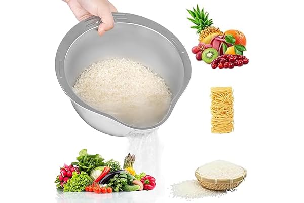 Ristvättskål av rostfritt stål, livsmedelssäkert sil, ris med hällpip, multifunktionell pastasil rostfritt stål sil kök för tvätt och droppning av Quinoa, frukt, grönsaker, spannmål, bönor