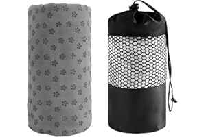 NAAPESI Non-Slip Hot Yoga Towel with Grip Dots, Sweat Absorbent, Quick-Drying, Ideal for Hot Yoga & Pilates, Washable, Silicone Dots, Free Carry Bag (Grey)