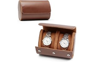 HNCY Estuche de Viaje para 2 Relojes, Caja Rollo de Piel Sintética, Almacenamiento Portátil, Vitrina de Pulsera para Navidad, Aniversario, Cumpleaños