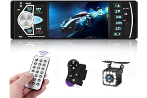 Hikity Radio de Coche Bluetooth 1 DIN con Pantalla Digital TFT de 4,1'' Radio Pantalla 1 DIN con Cámara Trasera Bluetooth Manos Libres FM USB AUX TF SWC