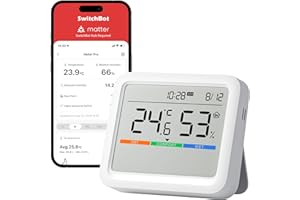 SwitchBot Thermometer, Temperature and Humidity Meter with Date and Time, Outdoor Sensor Required for Weather Stations Function, Free Data Storage Export