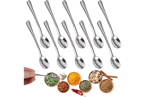 XYVOR Lot de 10 Petites Cuillères En Acier Inoxydable Pour Pots à Épices, 7,5 x 1,6 cm Mini Cuillères à Condiments Mignonnes, Petite Cuillere, Petite Cuillere A Cafe, pour Sel, Sucre, Miel, Épices
