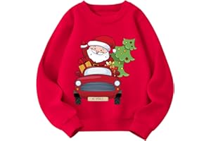 Pilipulu Sweat de Noël Enfant Pull Noël Garçon et Fille Coton Chrismas Sweatshirt Col Rond Garçons Vêtements de Noel pour Enfants 2-7 Ans