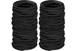 QIJIEFENCC 100 sztuk gumek do włosów dla dziewcząt, gumki do włosów, elastyczne, z bawełny, bezszwowe, miękkie opaski do włosów, czarne