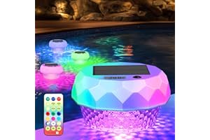 Carastek Lampe Piscine Solaire RGB LED avec Thermomètre et Télécommande - Étanche IP68 Flottante pour Jardin Baignoire Spa Aquarium Exterieur Décoration