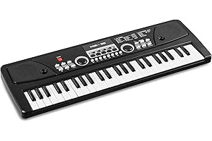 MAX KD49 Teclado infantil de 49 teclas con micrófono, 16 tipos de sonido, 8 ritmos y sonidos, piano infantil con función de grabación, pila de 8h, E Piano Kids, teclado piano de juguete para niños