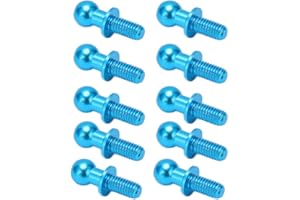 VGEBY RC Car Spare Parts, Ball Head Link Track Rod - Aluminum Alloy, 10pcs, for Tamiya TT01 TT02 - Improves Shock Absorption, Lightweight, Blue