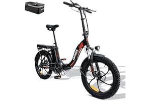‎FAFREES Fafrees F20 [ Offiziell ] Fatbike E-Bike Klapprad 20 Zoll mit 36V 16AH abnehmbarem Akku für Pendeln, E Bike Klappbar Damen 250W, 25km/h E Mountainbike Herren Shimano 7 150kg, Ebike Citybike Bremslicht