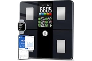 GE Pese Personnes Connectée Smart, Balance Connectée avec Grand écran 14 Données Corporelles Masse Graisseuse et Musculaire IMC Bluetooth Pèse Personne avec APP 180 kg