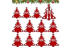 PTBWS 12 Pezzi Portaposate Albero di Natale,Portaposate in Feltro di Natale, Tasca per le Posate Albero di Natale,Portaposate di Natale, Portaposate per Natale, per la Tavola Delle Feste Decor Natalizia (A)