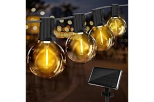 Qxmcov Solar Lichterkette Außen,10M Solar Lichterkette Glühbirnen Aussen mit 15+1 Plastik LED Birnen, 4 Modus, Wetterfeste Solar Lichterkette Aussen, Outdoor Lichterkette Solar für Garten Patio Party