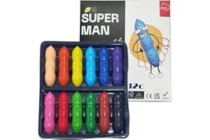 AIYONG Erdnuss Wachsmalstifte ab 1 Jahr für Kleinkinder, 12 Farben Kleinkinder Buntstifte, Leicht zu Halten, Kreidestifte Wachskreiden für Kinder, Sicheres Malzubehör für Kinder, DIY Graffiti Basteln