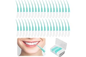 FENGJIAHUI 60 Stück Interdentalbürsten, Gum Soft Picks, Zahnzwischenraumbürsten Interdentalbürsten Gum Soft Picks Pro Tragbare, Gebogene Form Zum Reinigen Schwer Erreichbarer Zwischenräume (Grün)