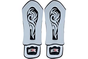 3X PROFESSIONAL CHOICE 3X Sports Kids Muay Thai Shin Instep Guards - Durable Foot Protector, Lightweight Padding, Adjustable Straps, Shock Absorbing Foam, Easy Fit Sparring Training Gear, BJJ Karate Boxing Taekwondo