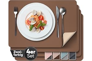 SIDORENKO Loco Bird - Szlachetne Podkładki ze Skóry PU - Zestaw 4 podkładek dwukolorowych brązowy/beżowy - Podkładka do wycierania 43x30cm wygląd skóry- imitacja skóry - podkładki