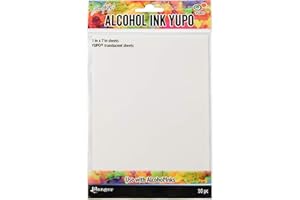 Ranger Tim Holtz Alkoholbasierende Tinte durchsichtiges Yupo Papier 10 Blätter 5x7 Zoll, Synthetic Material, 21.8 x 13.2 x 0.2 cm