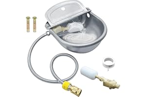 WOOLUCK® Abbeveratoio automatico per animali, con tubo flessibile, 2 valvole a galleggiante,abbeveratoio in acciaio inox 304 per cane cavallo capra maiale mucca