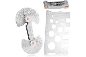 HOCUCHELAND 52 Blätter Gewindelehre, Doppelköpfe Gewindeschablone 24 Blätter Metrisch 60° 0,25-6,0mm und 28 Blätter Zoll 55° 4G-62G mit Gewindeanzeige-Schraubenmessung, Gewinde Messwerkzeuge für Gewindegröße