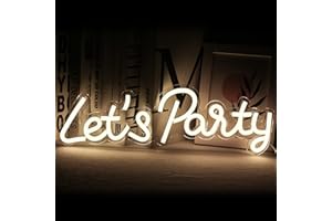 SIGNSHIP Let's Party Neon Light Led Neon Sign for Wall Decoration,USB Letter Party Neon Art Wall Decor for Christmas Birthday Party Wedding Engagement Party Graduation Party Gift
