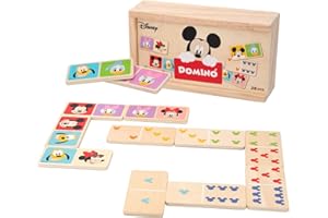 WOOMAX Domino Jeu de société en bois pour enfants 2 3 4 ans Mémoire éducative stimulation cognitive Domino Mickey