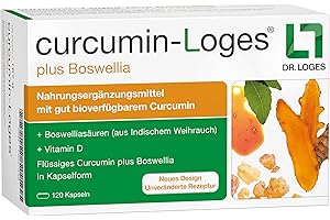 ‎DR. LOGES curcumin-Loges® plus Boswellia - 120 Kapseln - Nahrungsergänzungsmittel mit hoch bioverfügbarem Curcumin und Boswelliasäuren sowie Vitamin D