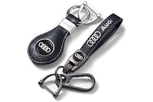 LABSTANDARD 2PCS Leather Keychain Fit for Audi A1 A3 RS3 A4 A5 A6 A7 RS7 A8 Q3 Q5 Q7 R8, Unisex Key Chain for Car, Black