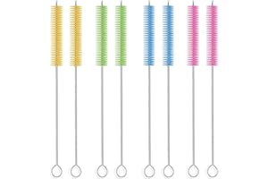 XWCHASA 8 Stück Lange Strohhalm Reinigungsbürste, 20cm Strohbürste zur Leichten Reinigung, Strohhalm Bürste, Flaschenbürste Dünn für Babyflaschen, Trinkhalme, Teekannen und Mehr(10mm Borsten)