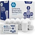 MED PRIDE Conforming Stretch Gauze Bandage 2" X 4.1 Yards, 12 Rolls | Sterile Latex Free Rolled Gauze | Non Adherent Gauze Rolls Wound Care