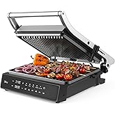 Olvy Electric Contact Grill Automatic Grill | 1 Set | 5 Programs 2000W | Roasts and Snacks | Removable Plates | Electric Non-