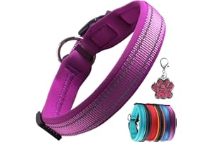 PcEoTllar Collar de Perro Suave Acolchado Neopreno Ajustable Collares Reflectantes para Mascotas para Perros PequeñOs Medianos Grandes - Morado - S