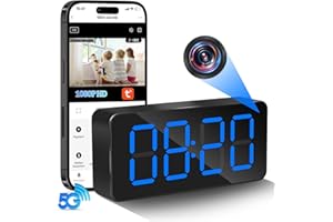 Nisanuki Cámara Espía WiFi, 5G Mini Camara Oculta Inalambricas Despertador, 1080P HD Reloj con Camaras Espias Visión Nocturna Detección De Movimiento Vigilancia para Interior con Tuya App