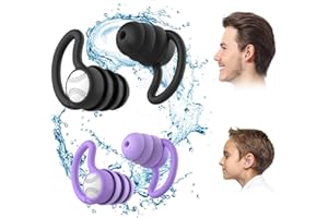 WLSCTY Waterproof Swimming Ear Plugs for Adults - 2 Pairs Silicone Swim Earplugs for Surfing,Diving,Showering and Other Water Sports - Keep Water Out and Ear Protection.