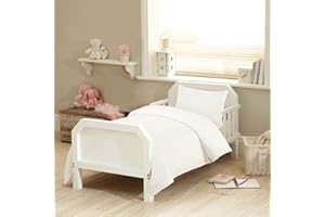 TTO Nursery Bedding 300 TC Junior Toddler Cot Duvet Cover With Pillowcase Bed Set (White)