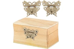 Alvinlite Chiusura Decorativa Hasp Serratura Antica Cerniera incisa in Bronzo Vintage per armadietto Decorativo Piccola Scatola di Legno Progetto