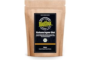 Shot biologico di curcuma e zenzero 200 g - Curcuma, zenzero, cannella in polvere e pepe nero (macinato) - Imbottigliato e controllato in Germania - Biotiva