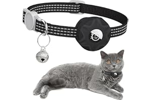 Airtag katzenhalsband, AUHOU Reflektierend Katzenhalsband mit Glöckchen,Verstellbar Halsband Katze Kitten, Katzenhalsband für AirTag mit abbrechbarer Sicherheitsschnalle für Kätzchen Welpen