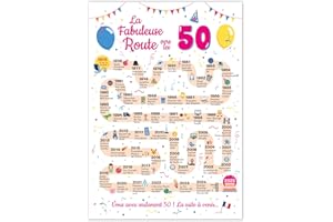FestySpark Grande Carte Anniversaire 50 Ans Femme et Homme - Idée Cadeau 50 ans Homme et Femme - Decoration Anniversaire 50 ans - Birthday Card 1975 - Carte Original La Fabuleuse Route vers les 50