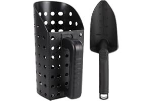 DASNTERED Sand Scoop and Shovel, Metal Detecting Accessories Shovel Treasure Hand Tool Sand Scoop Set Metal Detecting Professional(Black,size:2pcs)