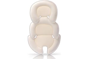 Innokids Säuglings Autositz Einsatz, Neugeborener Kopf-Stützkissen und Körper-Stützkissen für Babys Anzug für Baby-Autositze und Kinderwagen (Sahneweiß)