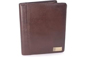 CATWALK COLLECTION HANDBAGS - Vera Pelle - Carpetta di conferenze da donna/Portadocumenti A5 con chiusura a zip/Cartelle documenti ufficio/Riunione Cartella - ANGELA - MARRONE