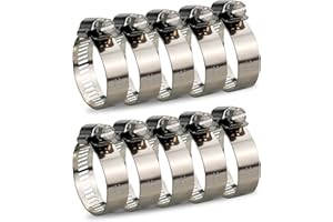 InduSKY Fascette Stringitubo Regolabile 21-38mm Gamma Acciaio Inox Fascetta Morsetto Assortimento Ingranaggi a Vite Senza Fine Fascette per Tubi Gas, Acqua, Automobilistiche 10 pezzi (21-38mm)
