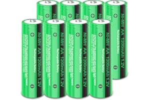 PKCELL Akumulatory AA NIMH do ponownego ładowania, 1200 mAh, 1,2 V, wstępnie naładowane do lamp solarnych, 8 sztuk
