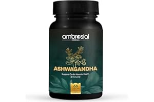 Ambrosial Ashwagandha Capsules 500mg per Capsule | High Strength Ashwagandha Root Powder| Herbal Supplement with Immunity Support | Non-GMO & Gluten Free (Pack of 1)