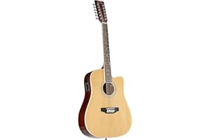 Red Hill AF-8 12-String Elektroakustische Westerngitarre mit Cutaway und Tonabnehmersystem, Dreadnought-Bauform